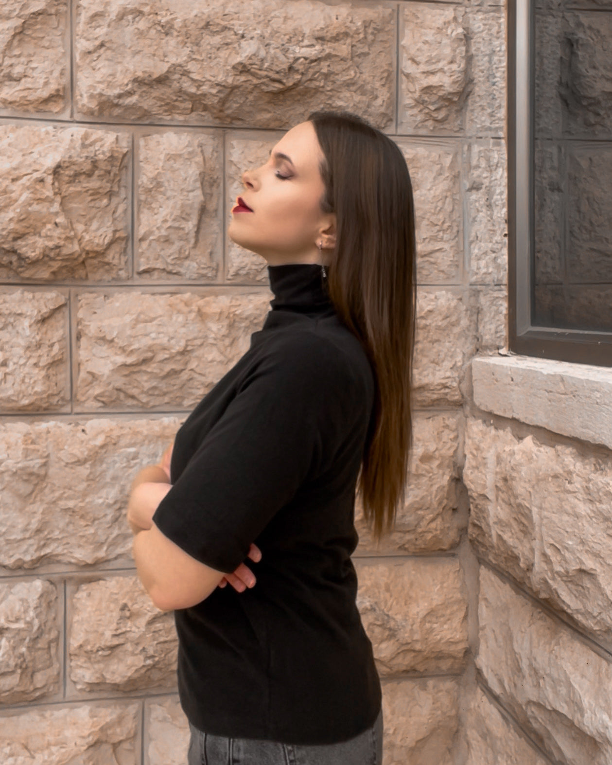 Black tshirt turtleneck