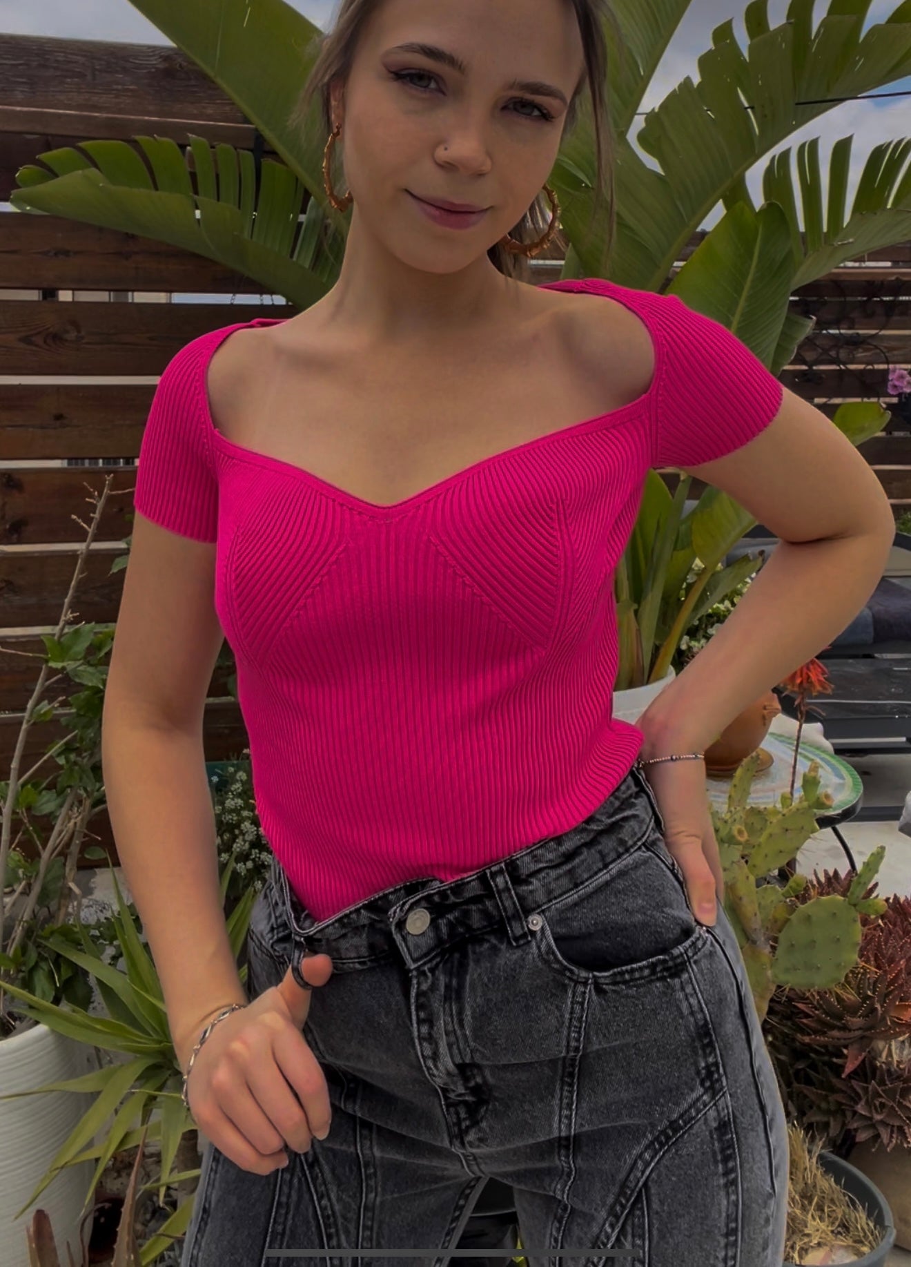 Pink off the shoulder top