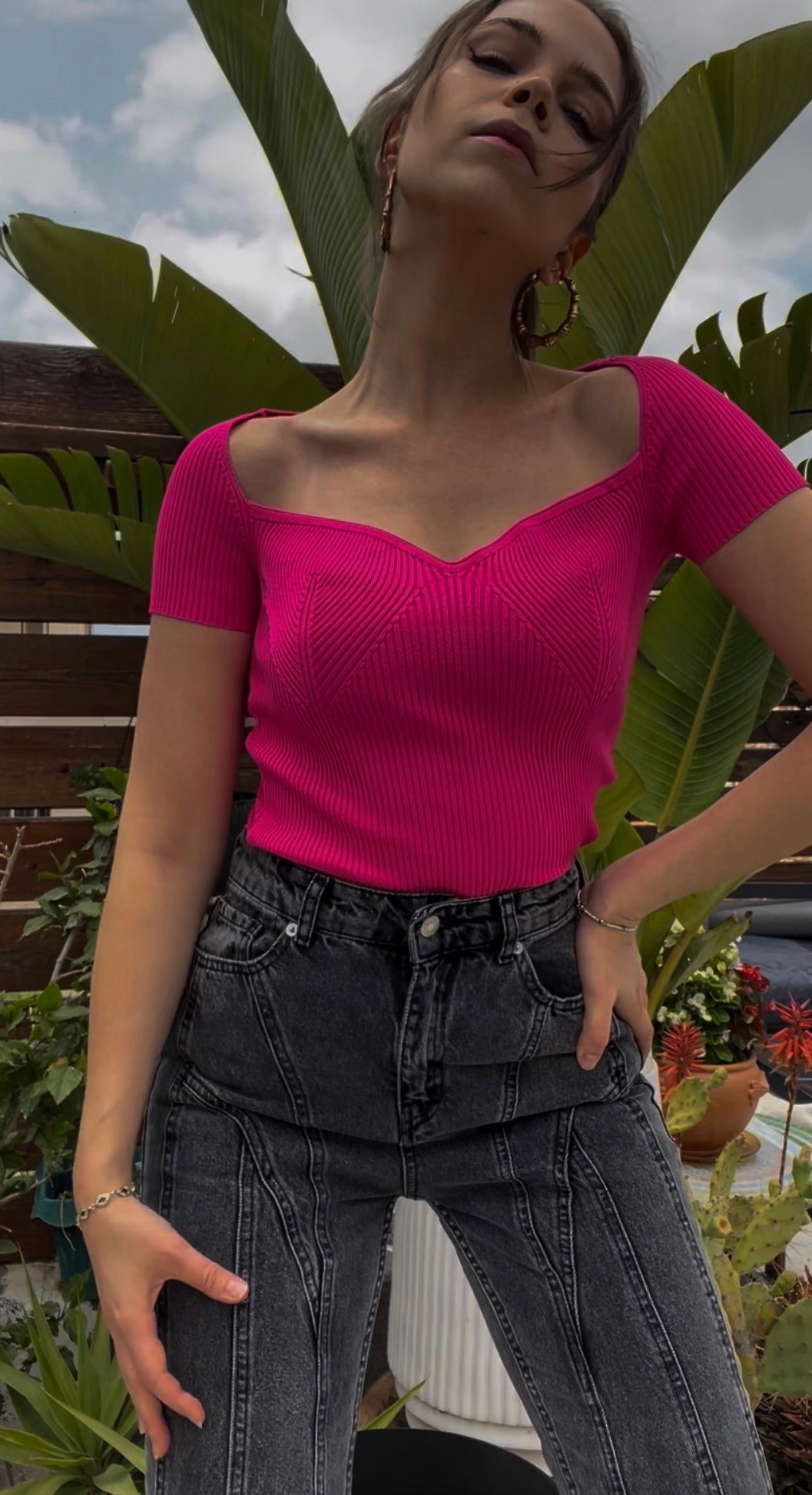 Pink off the shoulder top